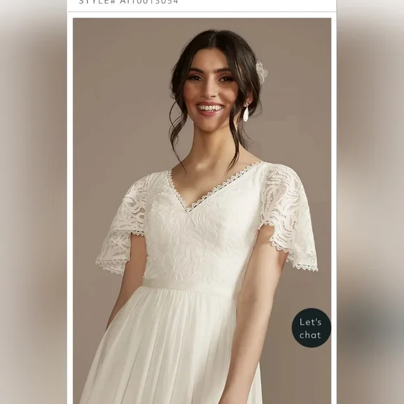sachin and babi light blue dress Bridal Style F19953 David's Bridal Beaded Keyhole Back Chiffon Wedding  Dress David's Bridal main image 0